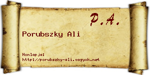 Porubszky Ali névjegykártya